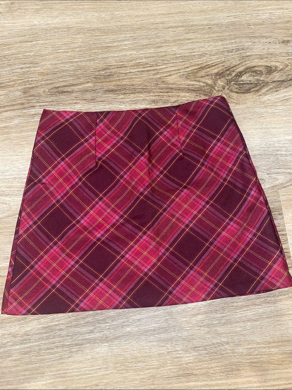 Bonnie Jean Burgundy and Pink Plaid Pleated Skirt